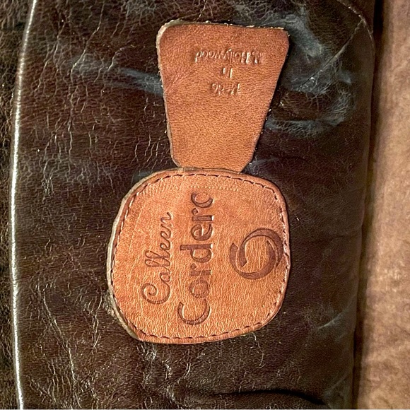 Calleen Cordero Flower Studded Brown Leather messenger bag with Adjustable Strap - Picture 7 of 12